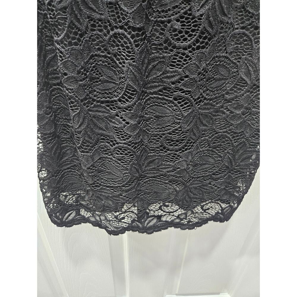 Mikarose Black Lace Modest Midi Dress Bell Sleeve Elegant Occasion XS - Picture 3 of 7